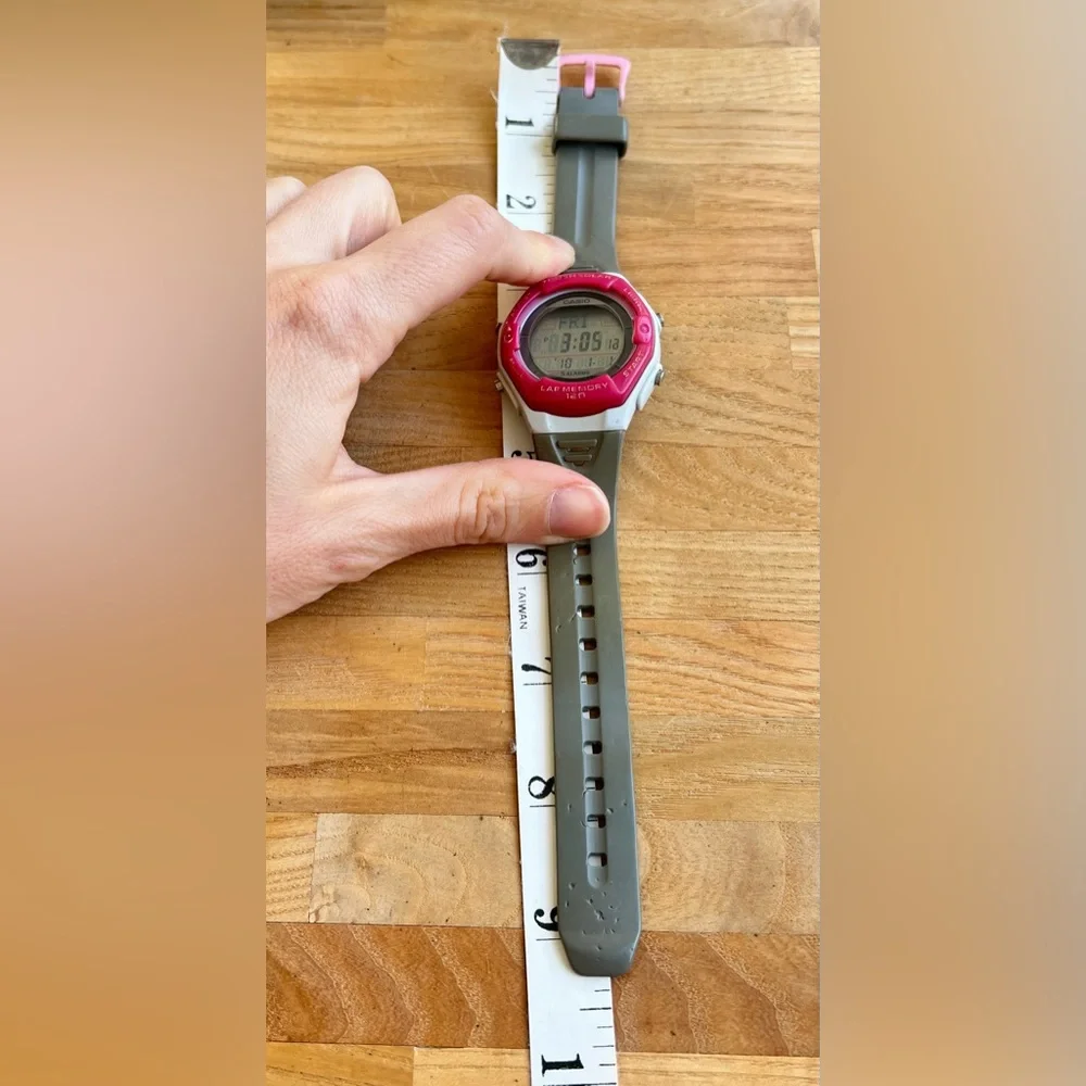 Casio tough solar ladies pink and gray digital sports watch